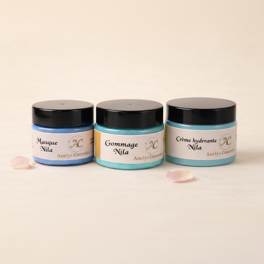 Kit Rituel Visage - Gommage, Masque, & Crème hydratante NILA